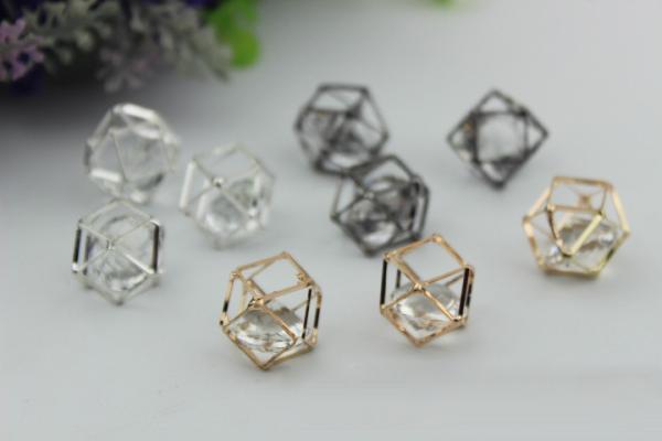 Handmade DIY metal zinc alloy gold nickel 17mm rhombus type diamond ball pendant