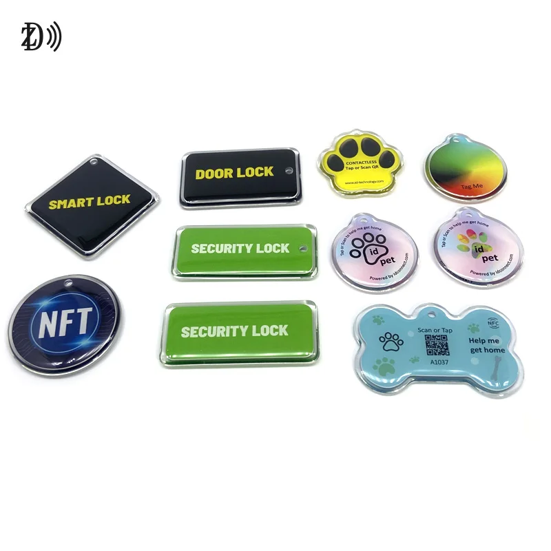 Epoxy Dog Bone Customized QR Code NTAG 216 888bytes Animal RFID NFC Pet Tag for Tracking
