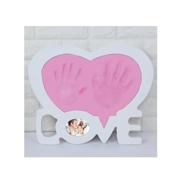 White Wedding Heart Love Frame Couple Handprint Photo Frame For Anniversary Memorial Day