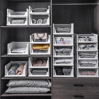 Gray 43x33cm Plastic Storage Boxes For Clothes Stackable Bin Storage