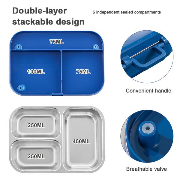 Food Container Storage and Transport Stainless Steel Lunch Box 1050ML with Leak Proof Feature