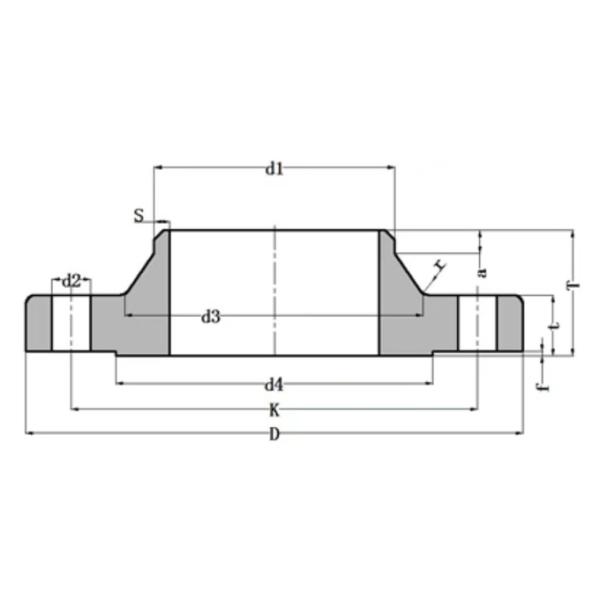 DIN 2636 Raised Face Carbon Steel and Stainless Steel Weld Neck Flange WNRF PN64 For Chemical and Petrochemical Industry