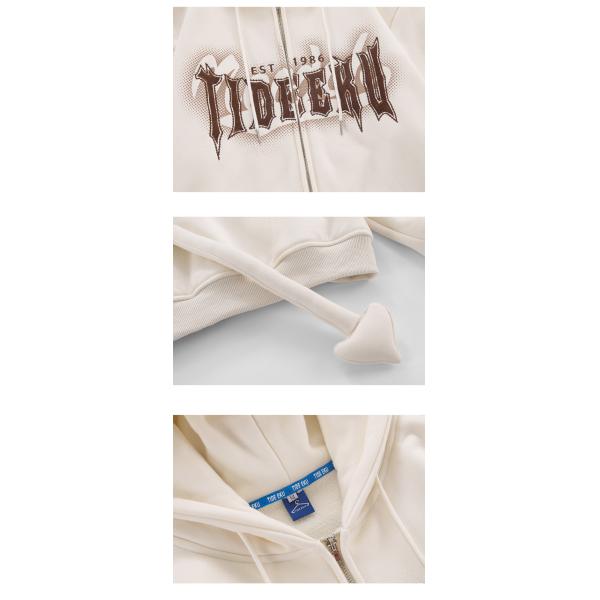 8oz 12 Ounce Zipped Hooded Sweatshirt Devil Horn Printed Fleece Blank Unisex Couple Men Oversized Full Zip Up Pullover