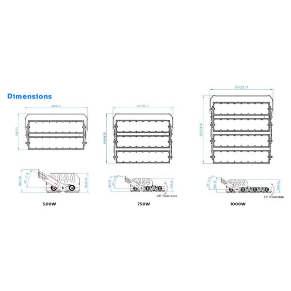 1000W DUALRAYS Flood light LED Sports Lighting with Exterior Spd 10kv() Or 20kv Meanwell Optional