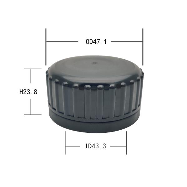 Black Plastic Ribbed Closure 44mm Pilfer Proof Cap For Engine Oil Bottle