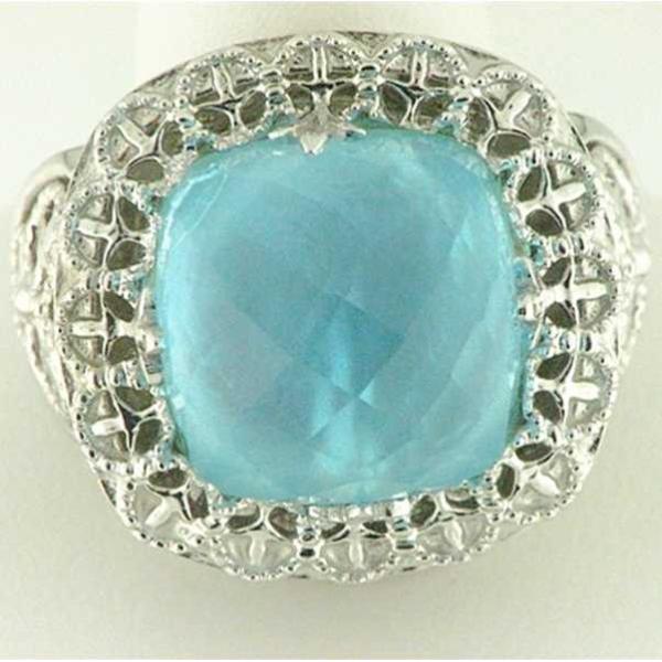 stainless steel casting ring with aquamarine gem LRX21