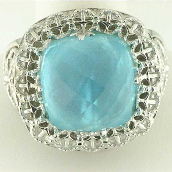 stainless steel casting ring with aquamarine gem LRX21