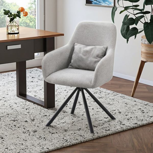 Leisure Eco-Friendly Modern Upholstered Fabric Swivel Single Sofa Chair with Backrest Home Furniture Office Living Room Dining