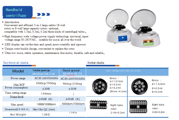 High Speed PRP Centrifuge Device Compact Centrifuge Lab Equipment 7000rpm With Brushless Motor