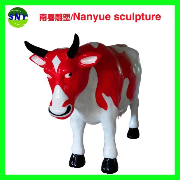 customize size fiberglass animal  statue colorful cow model as decoration statue in garden /square / shop/ mall