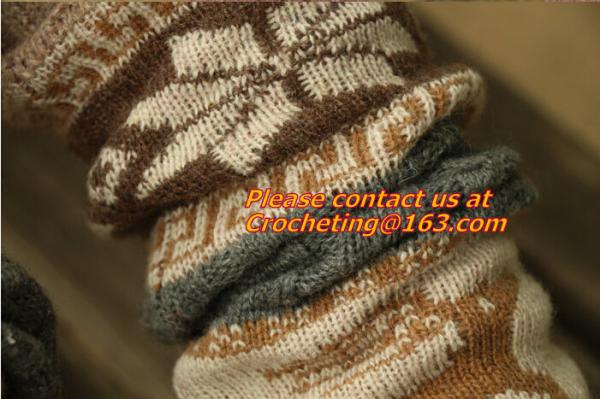 girl deer snowflake jacquard knit boot socks wood feel casual wool acrylic, socks, warmer