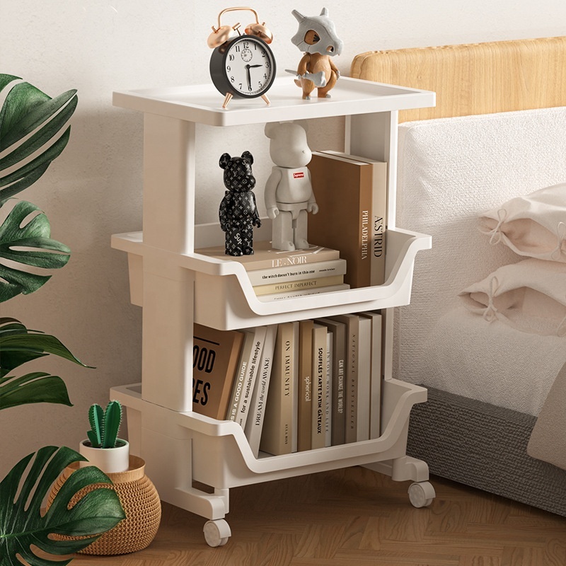 Multi Tier Plastic Mobile Storage Shelf Floor-to-Ceiling Bathroom Cleat Toilet Key Tool Holder for Bathroom