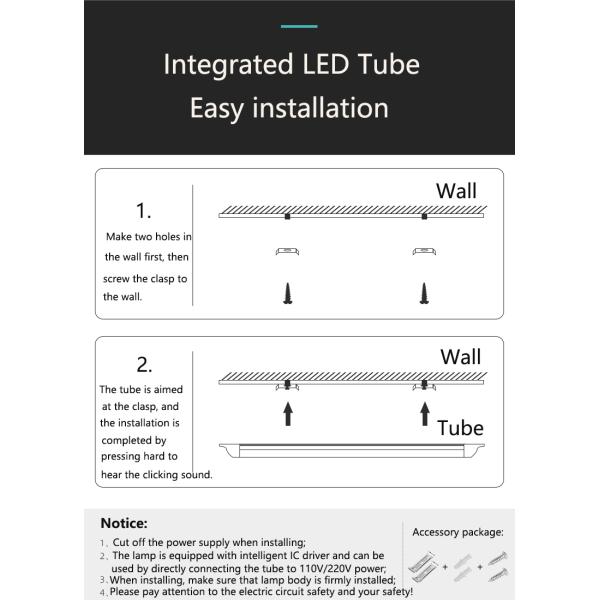 9W 18W 36W 40W 60W 4FT PC LED Batten Purified Fixture Lamp Tube Light with Materials