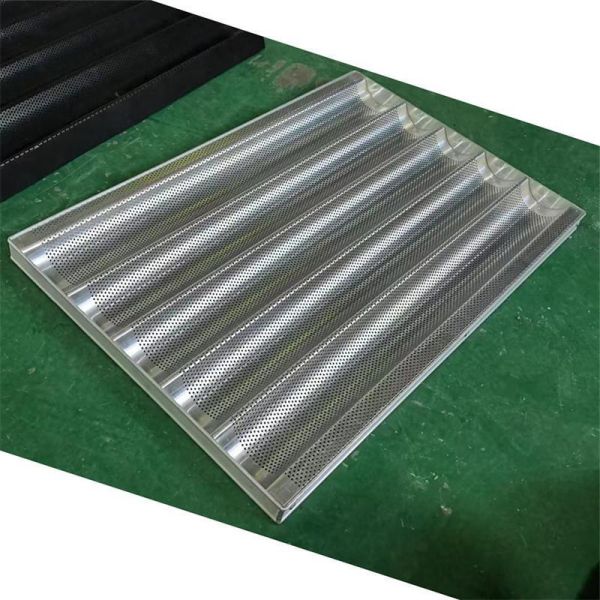 Aluminum Non Stick Waves Baguette French Bread Baking Tray Perforated Baguette Pan