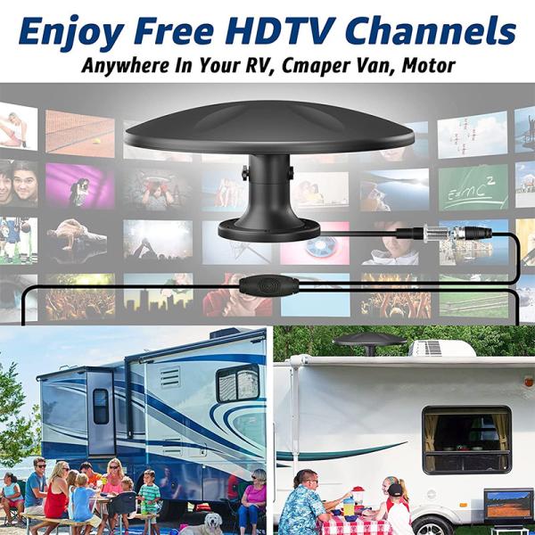 Long Range RV TV Antenna Outdoor, Amplified Digital HD TV Antenna for RV Trailer Truck Motorhome Caravan Boat