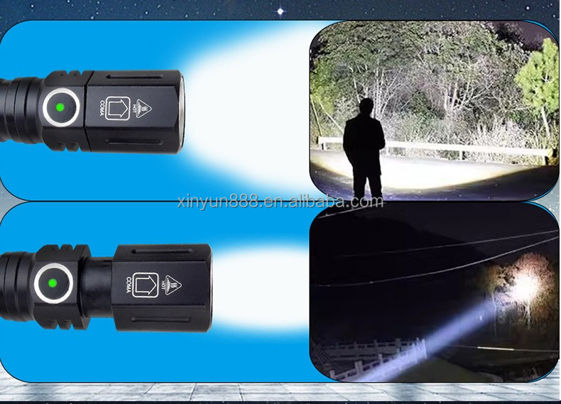 New Model High-Intensity LED White Laser Zoom Rechargeable Outdoor Emergency Light Mini Flashlight