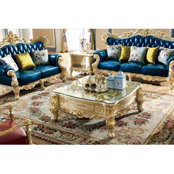 French Luxury Center table Gold Storage Carved Wooden Coffee Table