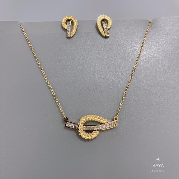 Lady Stainless Steel Jewelry Set Necklace And Earring Set For Wedding