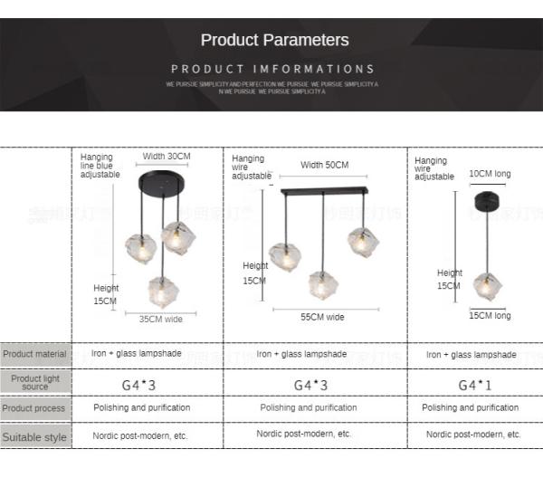 Modern Led Pendant Lamp Living Dining Room Bedroom Decoration Glass Stone Pendant Light(WH-GP-80)
