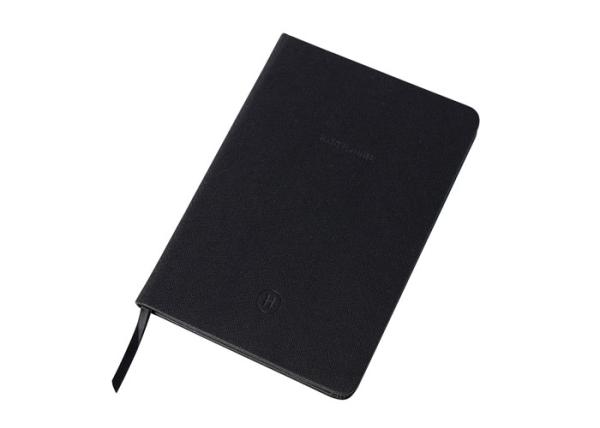 Black Pu Cover Custom Printed Notebooks Diary Journal A5 Size Black Ribbon