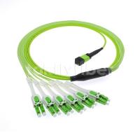 12F MPO 6 au câble optique de correction de fibre de LC DX Uniboot OM5, chaulent la veste verte de LSZH