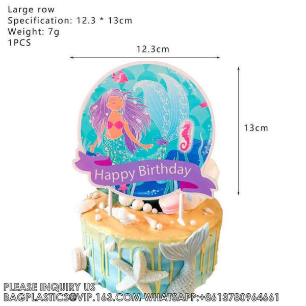 Party Supplies Set Mermaid Series Tableware Banner Mask Decoration Cake Topper Gift Bag Kids Paper Toy Birthday