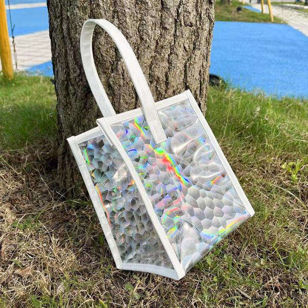 Tote Bag Transparent Pvc Colorful Laser Magic Color Anti-Fruit Jelly Bag Diagonal Gift Gift Bag Large Capacity Storage