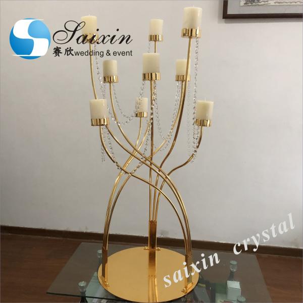 9 Рука Золотая металлическая канделябра Роскошные свечи Декор Античные кристаллические свечи
