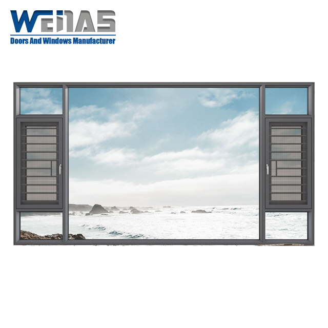 Soundproof Commercial Aluminum Casement Windows Stainless Steel Anti Mosquito Screen Heat Insulation