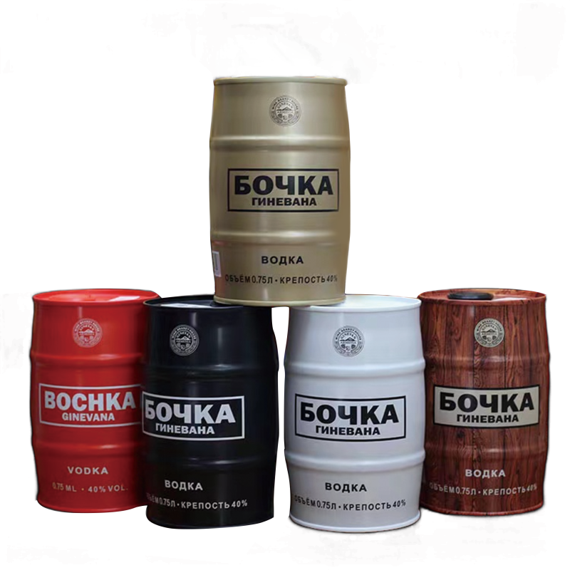 Factory Supply Customized High Quality Empty 700ml Round Vodka Packaging Red Metal Wine Tin Can With Plastic Lid