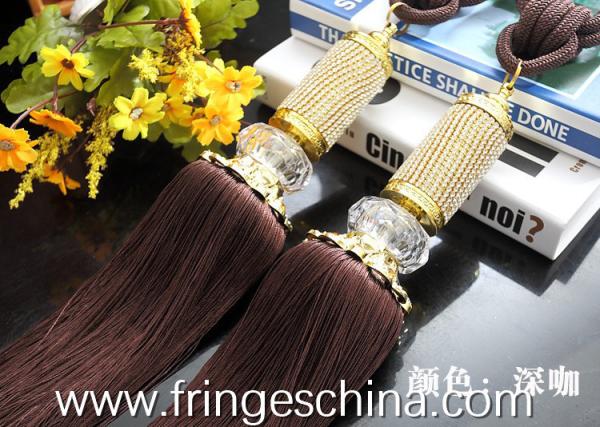 Delicate custom long tassel fringe trimming for curtain attractive tieback hanging ball