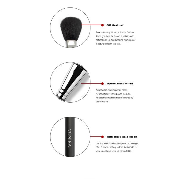 Natural Goat Hair Blush / Powder Makeup Brush With Long Handle
