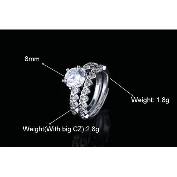 Two In One 925 Sterling Silver Diamond Ring Prong Setting