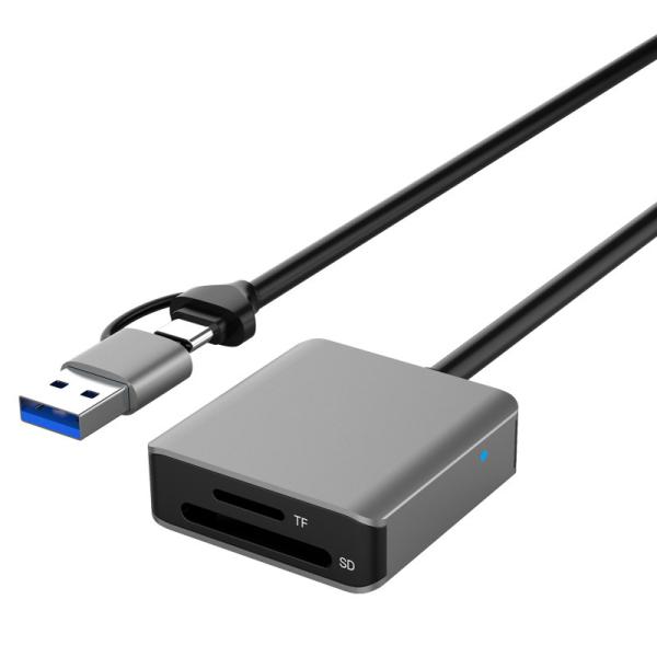 Lecteur de carte OTG USB 3.0 et USB Type C avec câble d'extension USB A de 20 cm