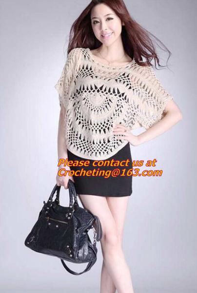 Crocheted, loose Crochet knitted blouse wears batwing hollow pullover sweaters top, hollow
