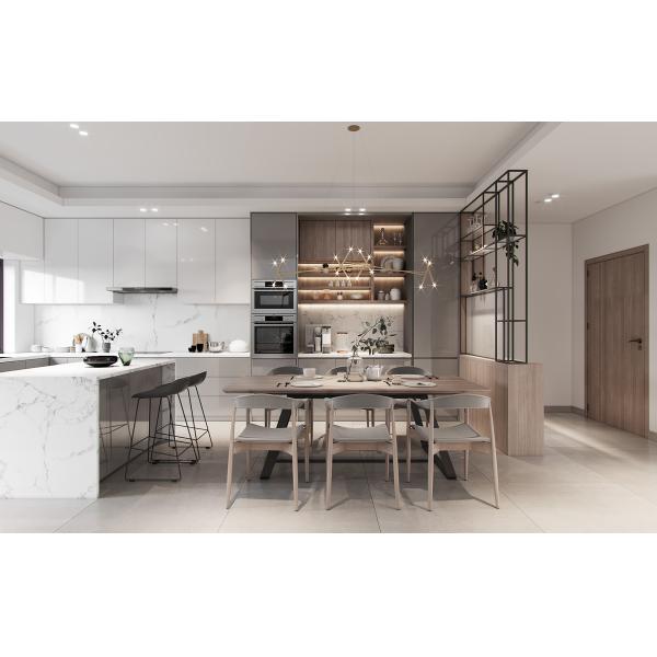 Прочность Металлический лаковый кухонный шкаф Модульный деревянный шкаф