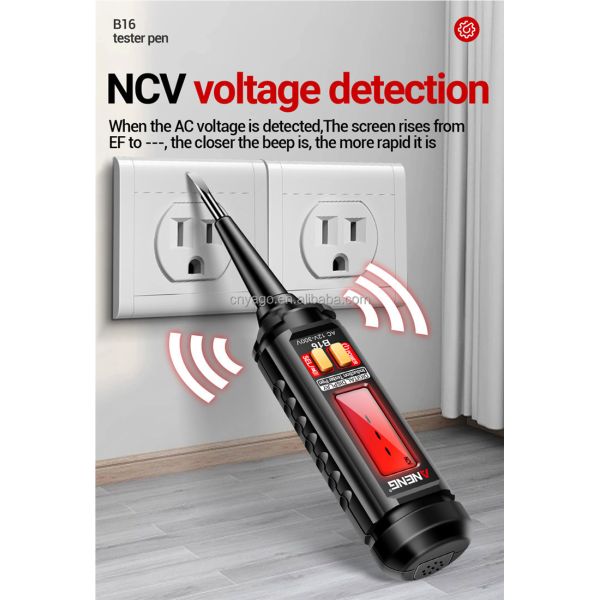 Digital Display Non Contact Voltage Detector with 12V to 300V Range, LCD Screen and Sound/Light Alarm