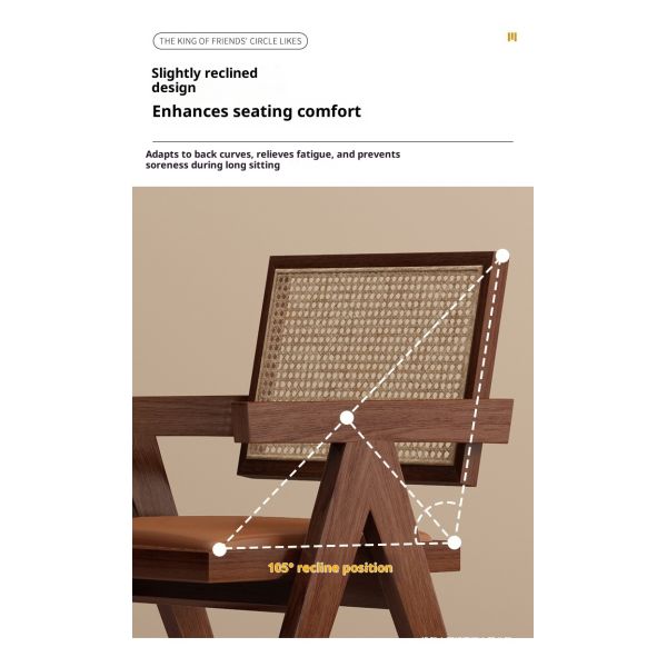 Eco-friendly Solid Wood PU Rattan Weaving Backrest Armchair Premium Comfort for Apartment Hotel Dining Rooms-Modern Design