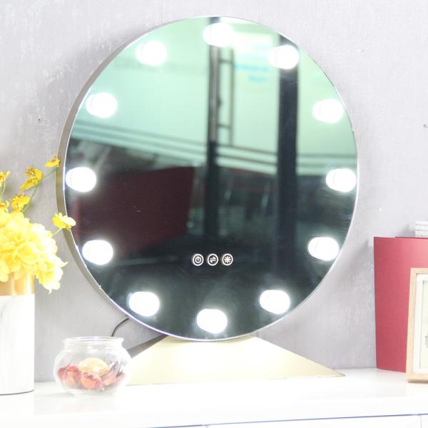 Hollywood maquillage capteur tactile Ronde miroir cosmétique avec réglage de la température de couleur
