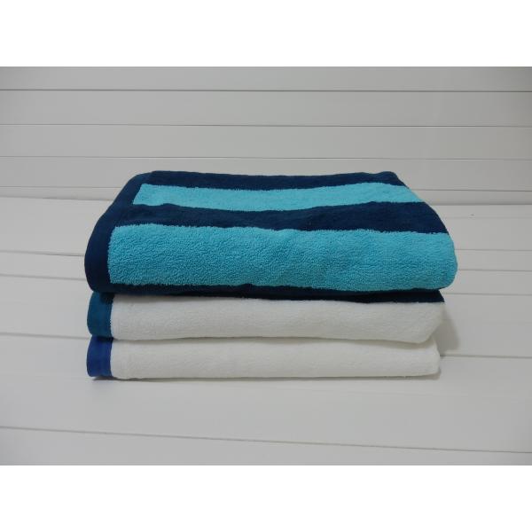 Factory Supply 100% cotton Yarn Dyed Jacquard Heavy Blue Stripe Pool Towel