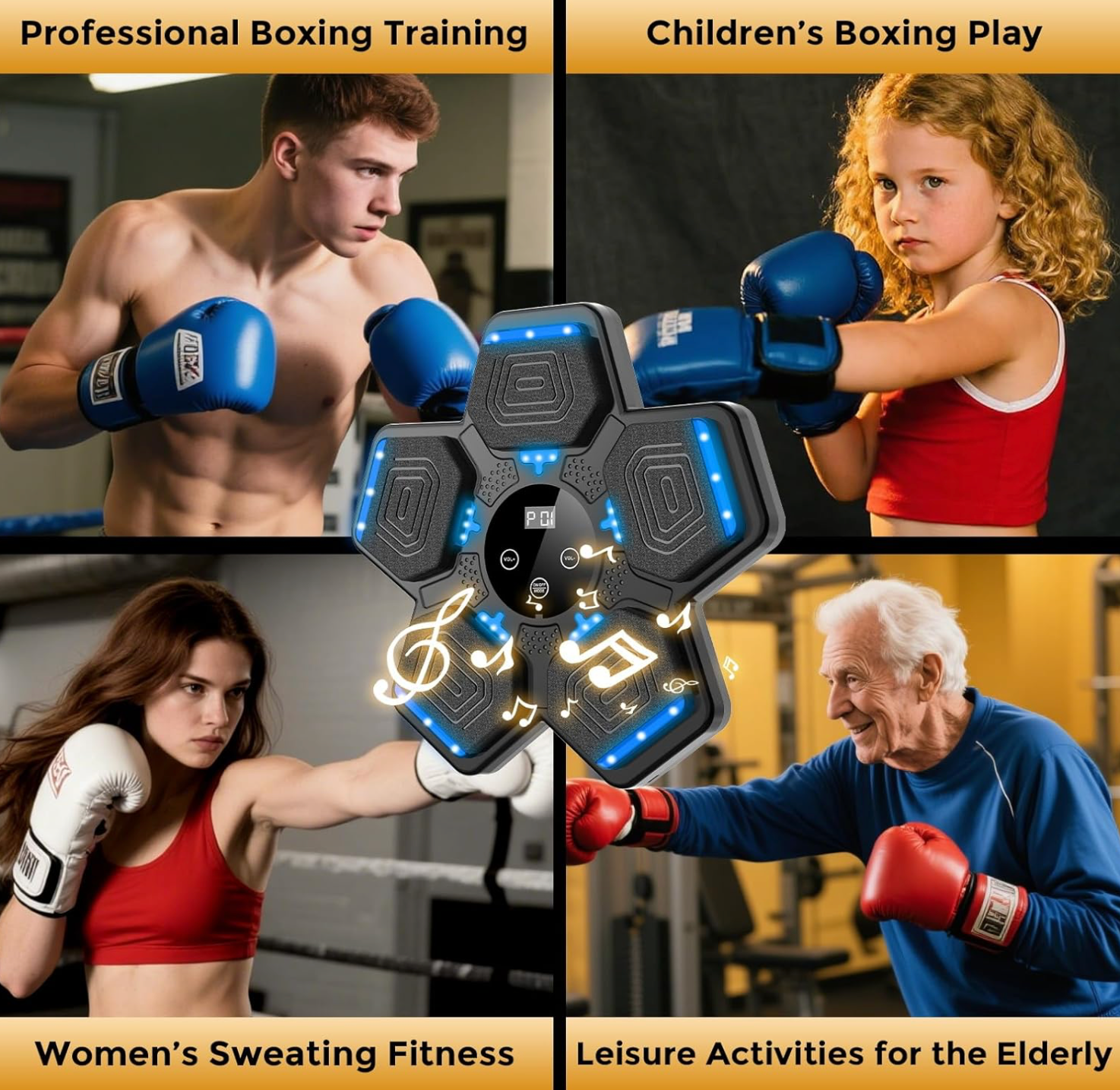Music Boxing Machine, Interactive Punching Trainer with Boxing Gloves