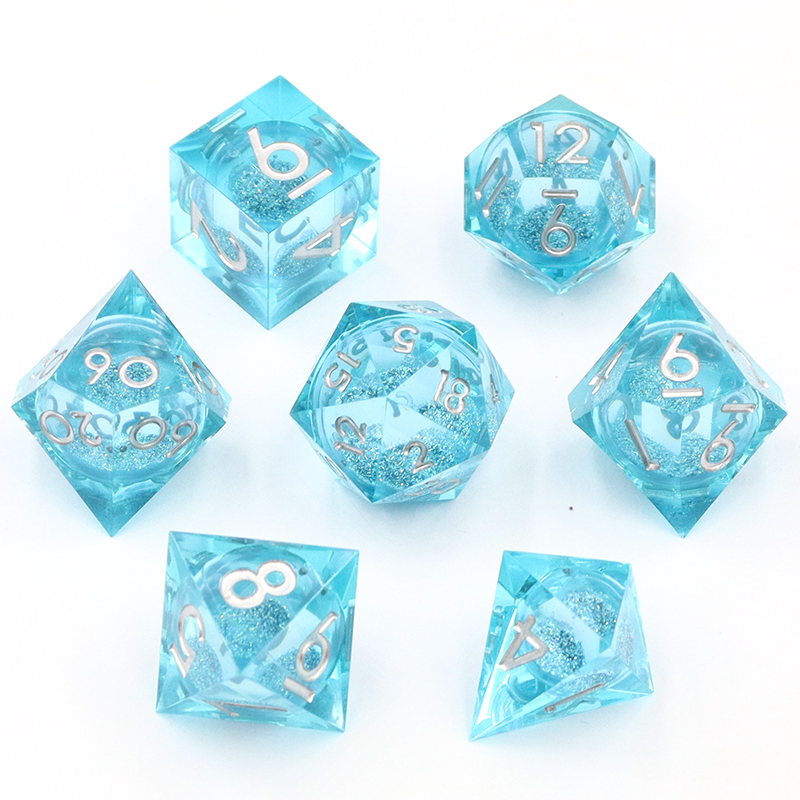 Customized Color and Logo Printed 7 RPG Polyhedral Resin Dice Set for DND Games