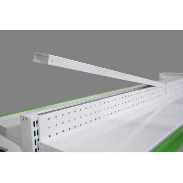 Double Side Pharmacy Display Racks With Green Columns And Front Board