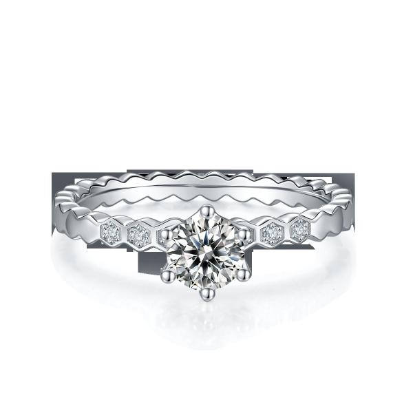 1.16CTW Wavilion Design White Moissanite And Sapphire Platineve Diamonds Jewelry Engagement For Women Ring