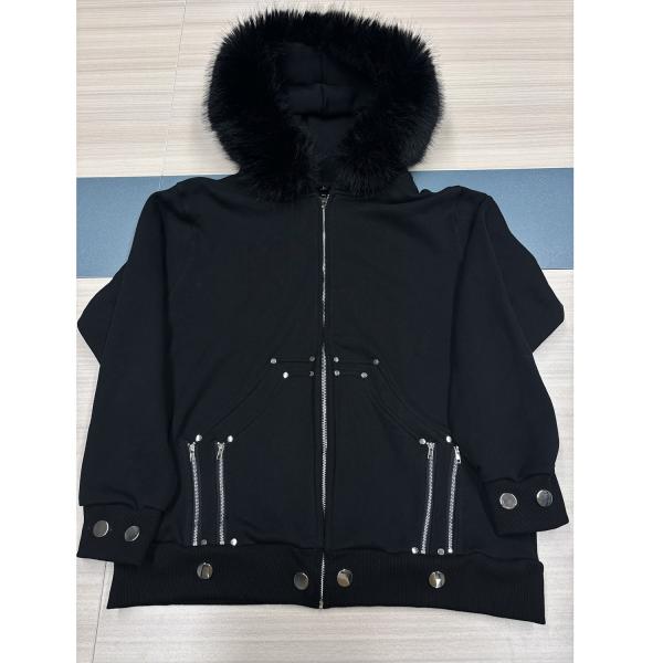 Velo de Inverno Personalizado 100% Algodão espesso branco Falso Fur Zipper Hoodie com capuz de pele