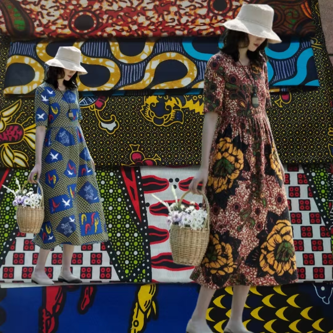 100% Cotton African Wax Print Fabric with High Wrinkle Resistance and Vibrant Colors for Ankara and Kitenge Dresses