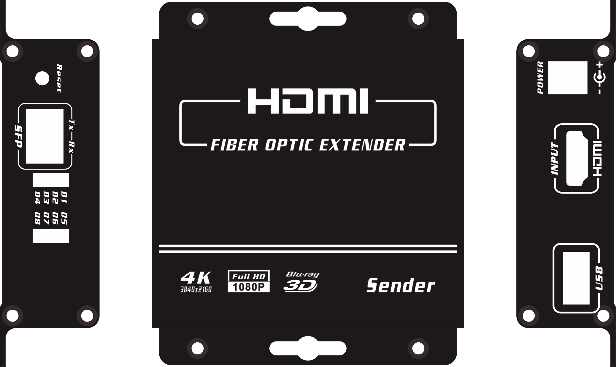 FCC 4K KVM HDMI над наполнителем оптического волокна с портом USB мыши клавиатуры
