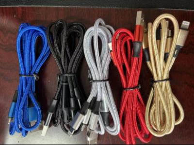 USB 3.0/USB-C Braided Data Cable Three In One Data Cable Compatibility Android IOS Windows