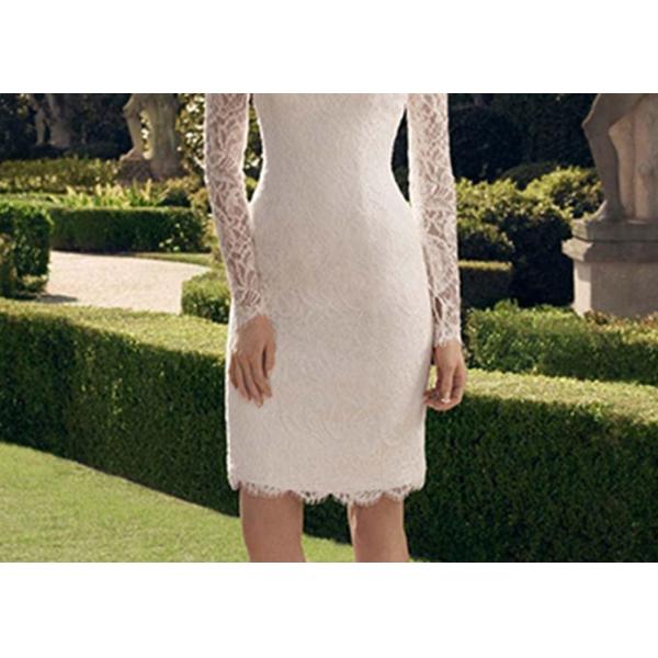 Zipper Back Style Lace Short Dresses For Wedding / Off Shoulder Long Sleeve Sexy Mermaid Dress