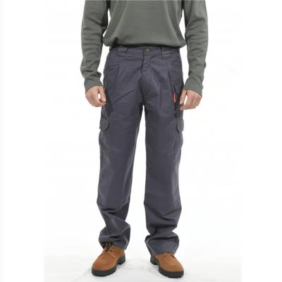 Os bolsos resistentes 7.5oz do cinza 6 das calças da chama da carga da sarja do franco do algodão ateiam fogo a calças avaliados do trabalho